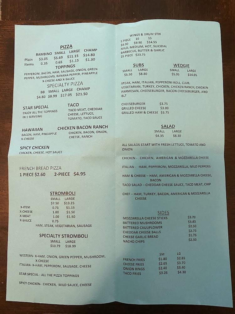 Shooting Star Pizza Shop Menu image 1